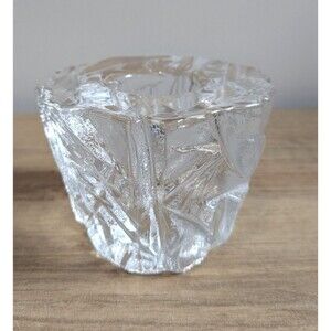 Orrefors Sweden Icy Collection Ice Iceberg Crystal Glass Candle Votive Holder